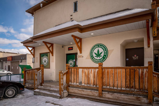 Cannabis store in Canmore, Alberta stock photo