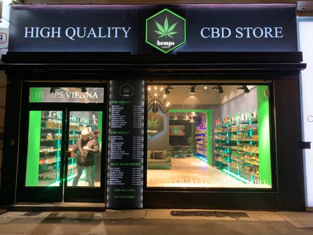 cannabis store in vienna stock photo