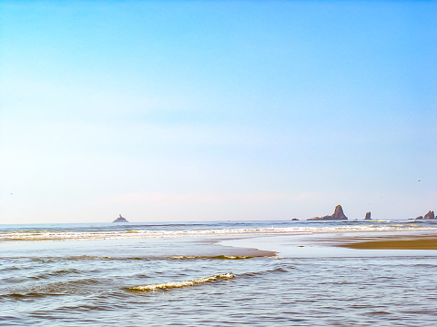 Cannon Beach offers stunning panoramic views of the Oregon coast.  Many come to visit this beach with its famous Haystack Rock