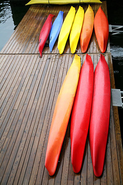 canoes stock photo