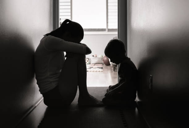 I can't do this anymore Sad mother and son at home. Quarantine, lockdown. depression land feature stock pictures, royalty-free photos & images