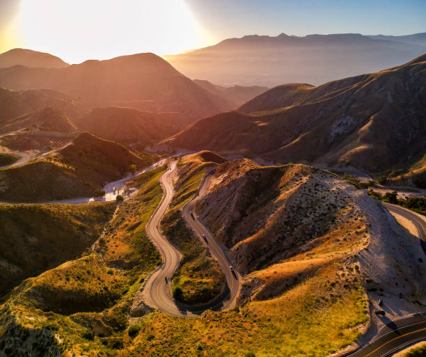 Canyons Near Los Angeles, California During a Sunset from Above DCIM/101MEDIA/DJI_0368.JPG mountain ridge stock pictures, royalty-free photos & images