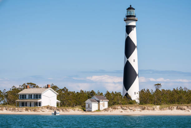 Cape Lookout Lighthouse Cape Lookout National Seashore. north carolina beach stock pictures, royalty-free photos & images