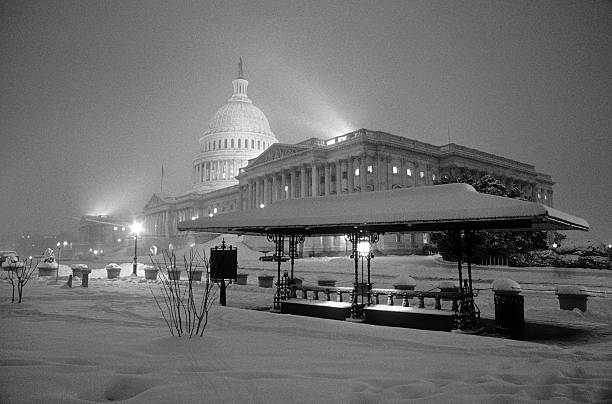 U.S. Capitol after snowstrom. stock photo