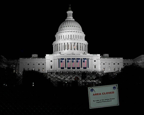 U.S. Capitol grounds closed before Inauguration. stock photo