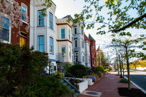 Capitol Hill townhouses Classic examples of townhouses on Capitol Hill Washington DC bowser stock pictures, royalty-free photos & images