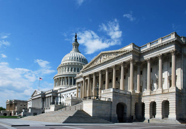 US Capitol US Capitol with blue skies with no identifiable people congress stock pictures, royalty-free photos & images