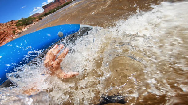 POV capsizing while rafting with kayak in Colorado river POV capsizing while rafting with kayak in Colorado river capsizing stock pictures, royalty-free photos & images