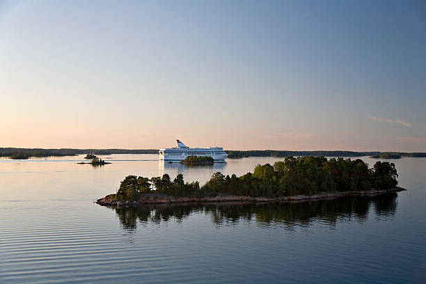 Car Ferry Sailing in Stockholm Archipelago stock photo