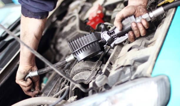 Car mechanic-repair motors stock photo