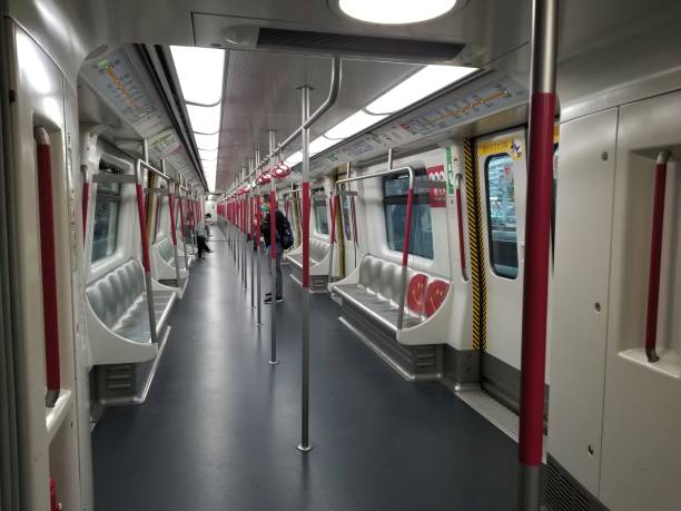 A car of the MTR train on peak hour during coronavirus quarantine stock photo