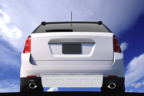 car rear view - bumper stockfoto's en -beelden