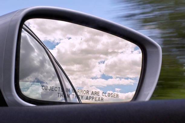 Car Side Rear-View Mirror w/ Rural View stock photo