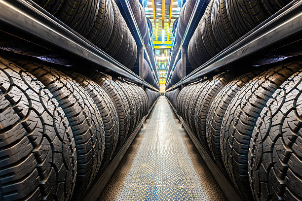 Car tires Car tires at warehouse tire vehicle part stock pictures, royalty-free photos & images