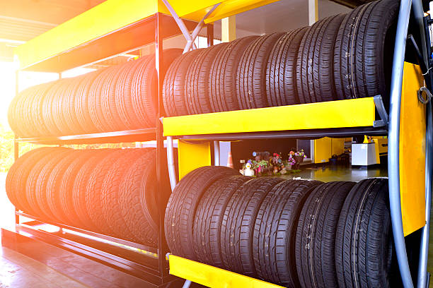 Car tires service. stock photo