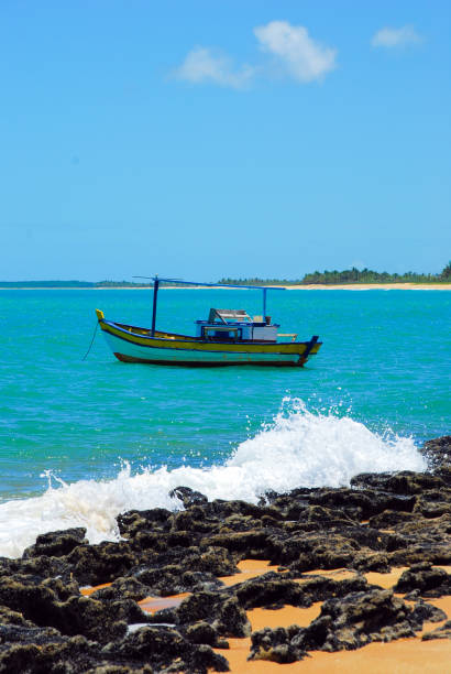 Caraiva district of the Brazilian municipality of Porto Seguro, on the coast of the state of Bahia. stock photo