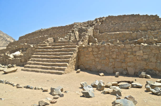 Caral, a UNESCO world heritage site in the Supe valley, 200km north of Lima, Peru stock photo