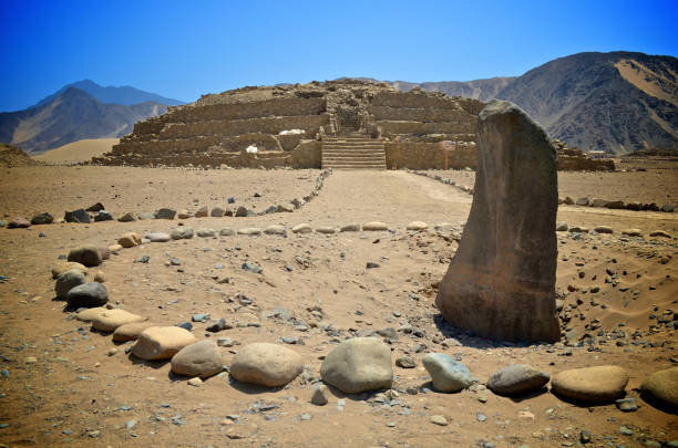 Caral, UNESCO world heritage site and the most ancient city in the Americas. Located in Supe valley, 200km north of Lima, Peru stock photo