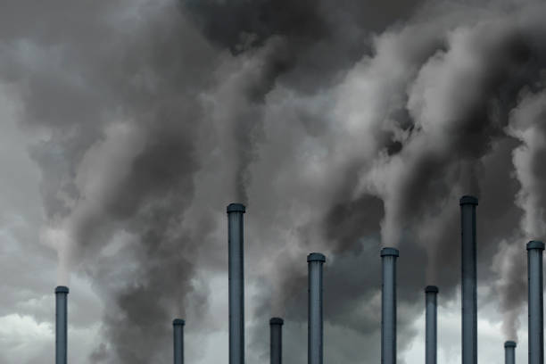 carbon pollution by fossil fuels stock photo