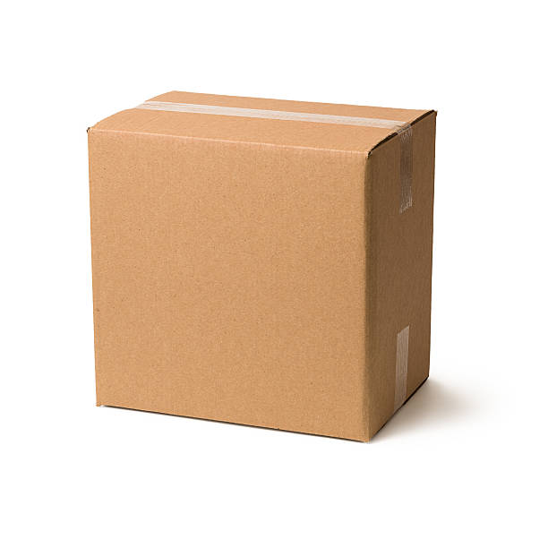 Cardboard box on white background stock photo