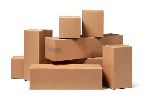 Cardboard boxes on white background. Photo with clipping path.