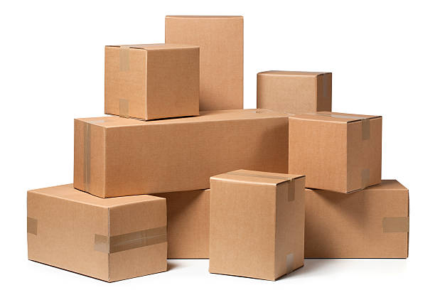 cardboard boxes - pakket stockfoto's en -beelden