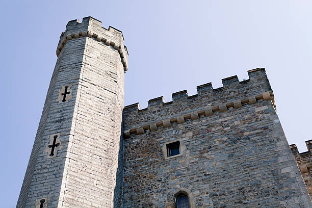 cardiff castle tower wales stock photo