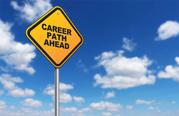 career path ahead of road sign