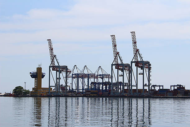 Cargo cranes in the port of Odessa -Ukraine stock photo