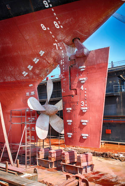 A Cargo Ship in Dry Dock stock photo