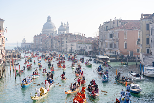 carnival in Venice, boat in the Gran canal