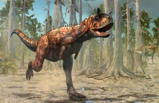 Carnotaurus scene from the Cretaceous era 3D illustration stock photo