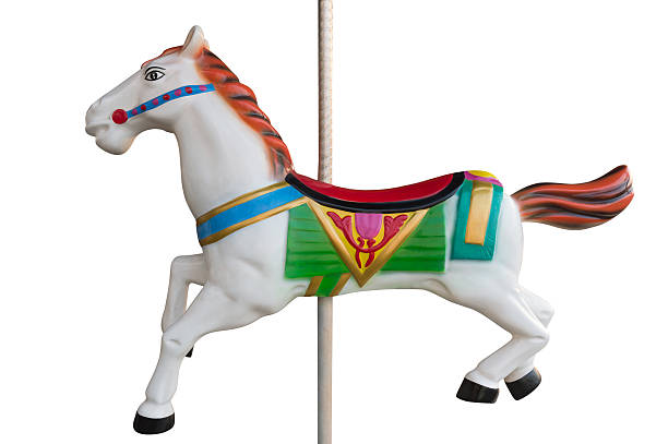 Carousel Horse White Carousel horse with clipping path. carousel horses stock pictures, royalty-free photos & images