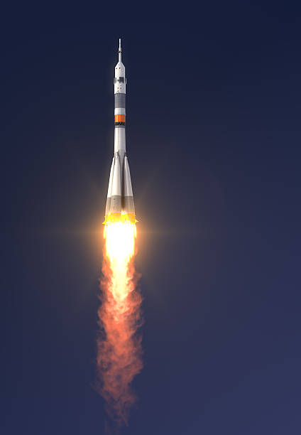 Carrier rocket Soyuz-FG Launch Carrier rocket "Soyuz-FG" Launch. 3D Scene. soyuz space mission stock pictures, royalty-free photos & images