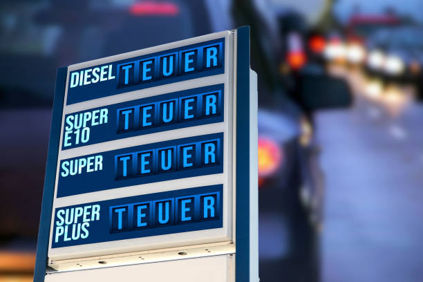 Cars, petrol stations and high prices for fuel in Germany stock photo