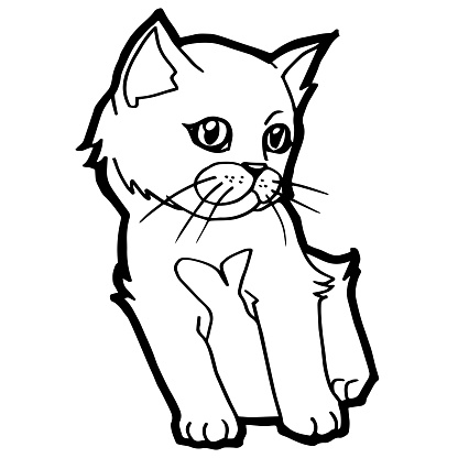 Photo libre de droit de Chat En Dessin Animé Livre De Coloriage Pour