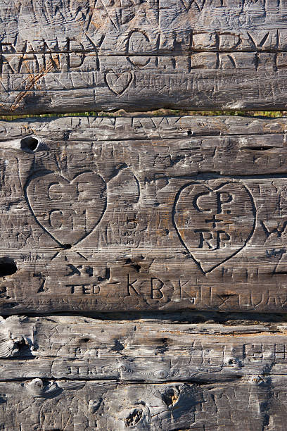Carved Initials stock photo
