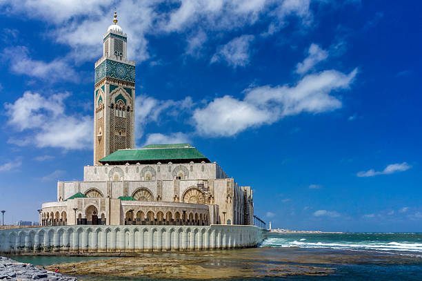 Casablanca Mosque In the picture there is the Casablanca Mosque. It was taken with a SONY NEX5 in RAW mode. casablanca morocco stock pictures, royalty-free photos & images