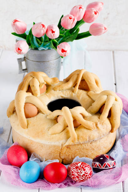 Casatiello Easter bread stock photo