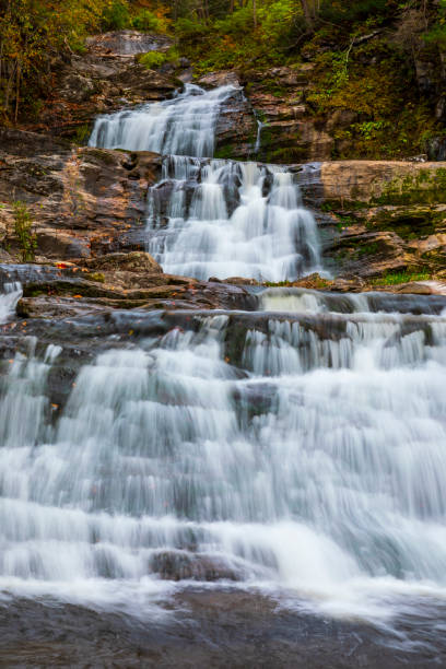 Cascading beautiful waterfall in Kent Connecticut State Park stock photo