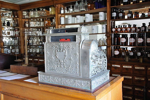 Cash register - vintage pharmacy stock photo