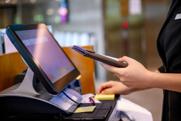 Cashier at work stock photo