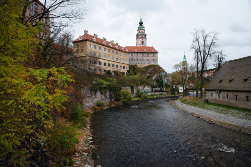 Castle of Cesky Krumlov above Vltava river, Czech Republic. UNESCO World Heritage site