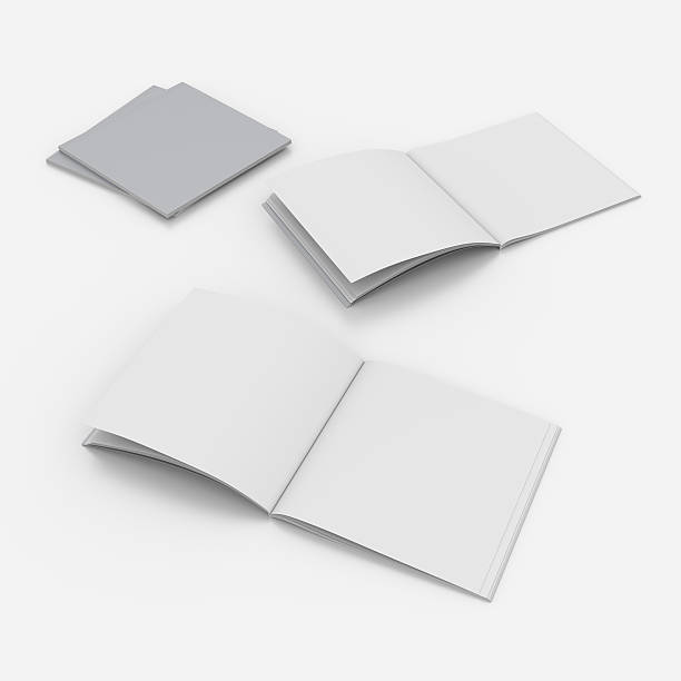 catalogs or magazines set of blank square catalog mock-ups medium group of objects stock pictures, royalty-free photos & images