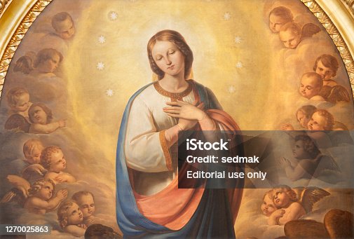 istock Catania - The painting of Immaculate Conception in church in church Chiesa di San Agostino  by Antonio Licata (1820). 1270025863
