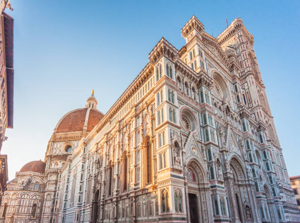 Cathedral of Santa Maria del Fiore on Duomo of Florence in Italy Cathedral of Santa Maria del Fiore with famous cupola made by Michelangelo on Duomo of Florence in the light of early morning sun duomo santa maria del fiore stock pictures, royalty-free photos & images