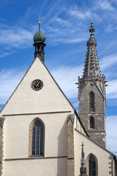 Cathedral of St. Martin in Rottenburg Cathedral of St. Martin in Rottenburg, Germany. Taken in vertical format against blue and white sky.  rottenburg am neckar stock pictures, royalty-free photos & images