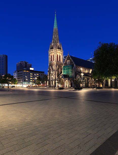 Cathedral Square at Dusk stock photo