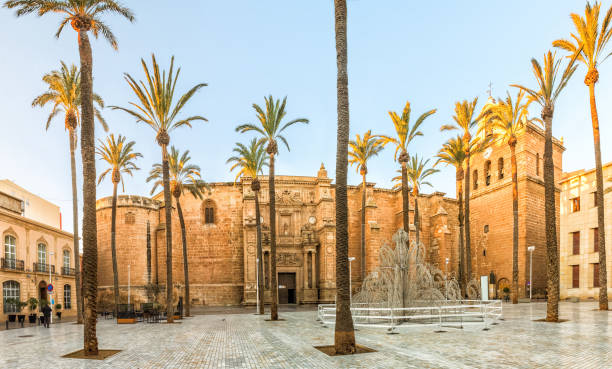 Cathedral Square in Almeria View on Almeria cathedral from Plaza de la Catedral in Almeria, Andalusia, Spain bbsferrari stock pictures, royalty-free photos & images