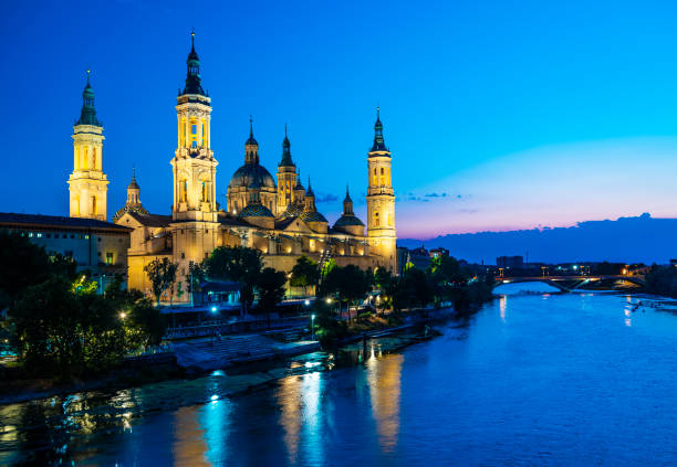 Cathedral-Basilica of Our Lady of the Pillar in Zaragoza, Spain stock photo